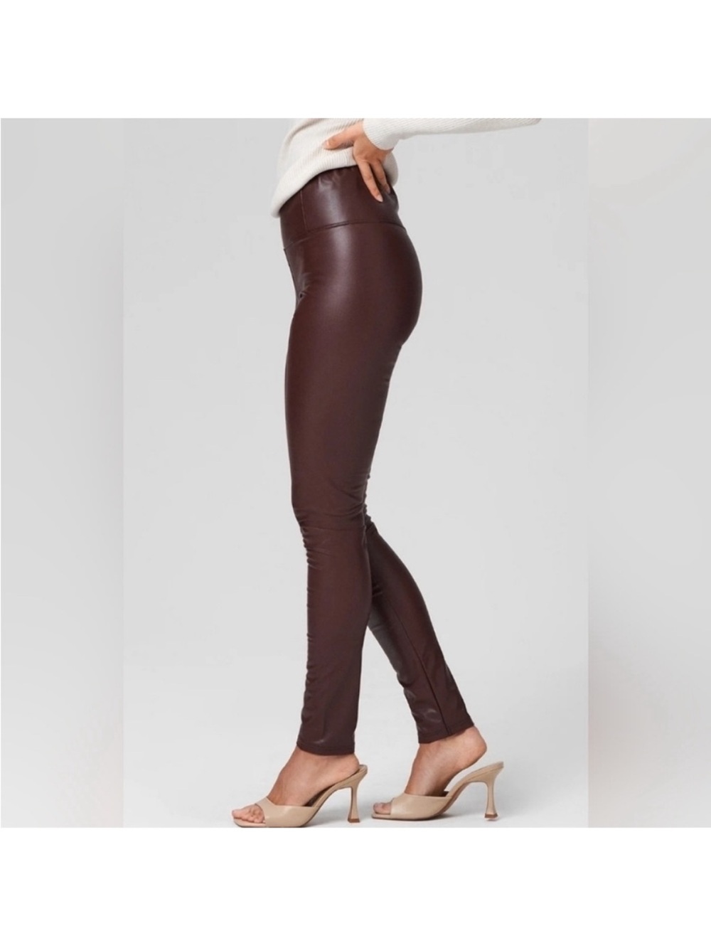 Aerie Offline Real Luxe Faux Leather Leggings Brown M NWT